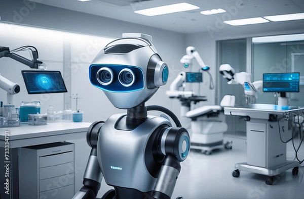 Fototapeta Cute robot in laboratory