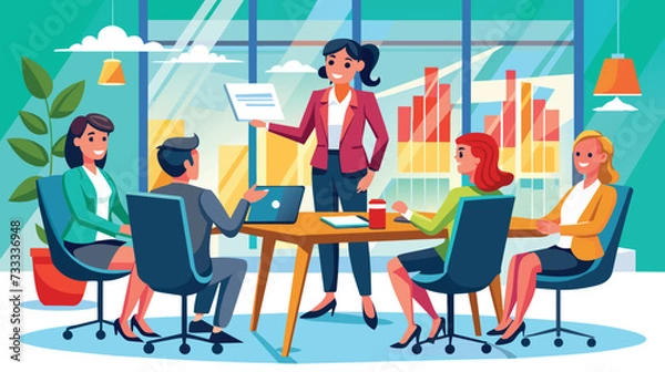 Fototapeta Business Presentation in Modern Office Setting