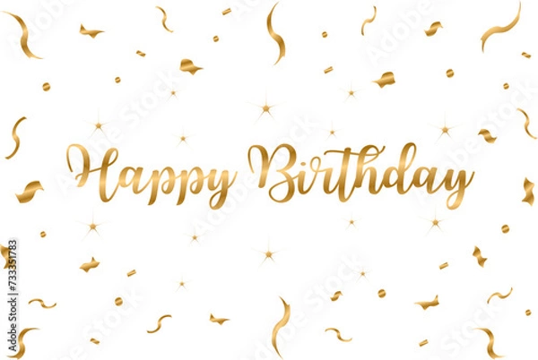Obraz happy birthday - birthday graphic, confeti, banner, background, tv wallpaper, gold, white