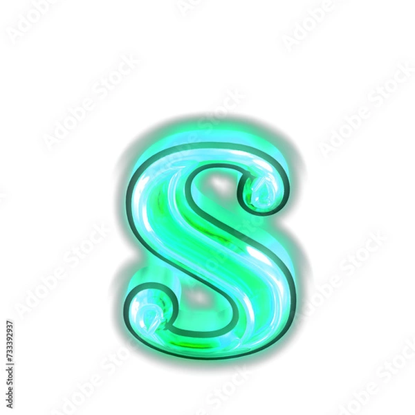 Fototapeta Glowing turquoise 3d symbols. letter s