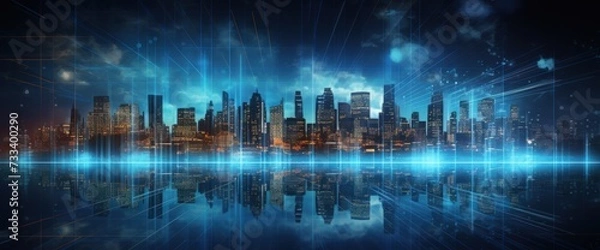 Fototapeta Technology that depicts a modern city and is full of intelligence. Generate AI images
