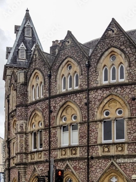 Fototapeta Cardiff, Wales, UK- August, 17, 2013: view of old building. Selective focus
