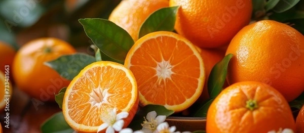 Fototapeta Tantalizing Tangerine, Zesty Oranges and Mandarin Delight - A Burst of Citrusy Bliss with Tangerine, Oranges, and Mandarin Fruit