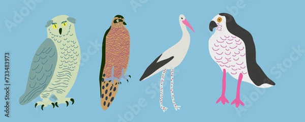 Fototapeta flat simple animal collection in vector.Template for logo poster icon for application and website. A series of animal images in flat style