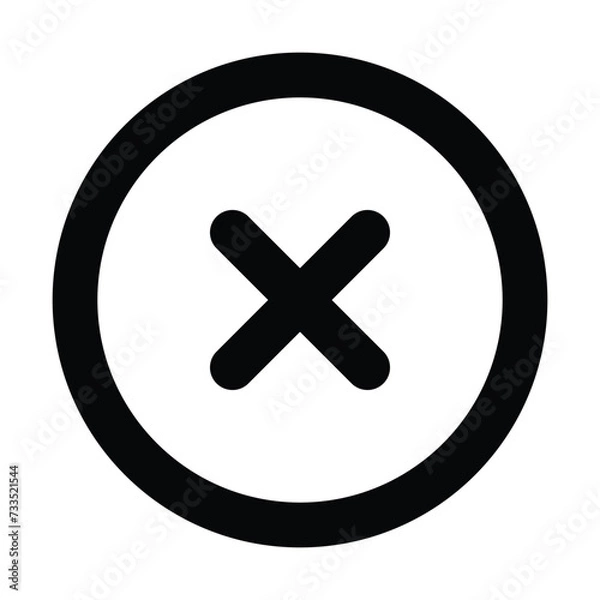 Fototapeta attention circle sign crossing x stop traffic warning caution isolated symbol logo hazard danger badge road mark vector flat design for website mobile isolated white Background