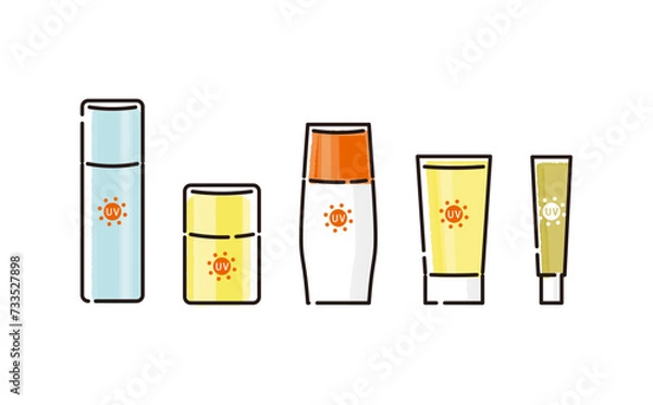 Obraz 色々なタイプの日焼け止めのイラストセット