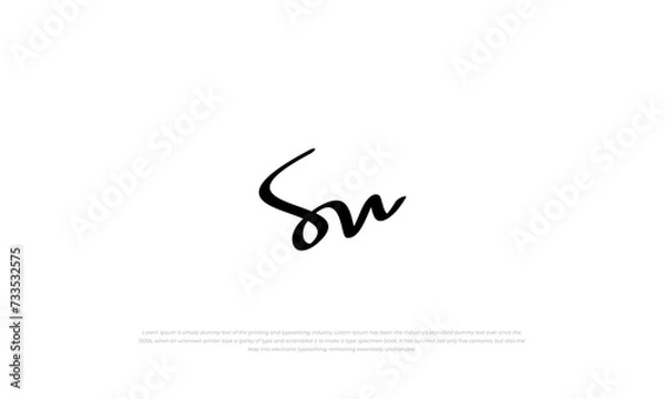 Fototapeta simple, modern monogram logo handwriting initial letter Sw Sn