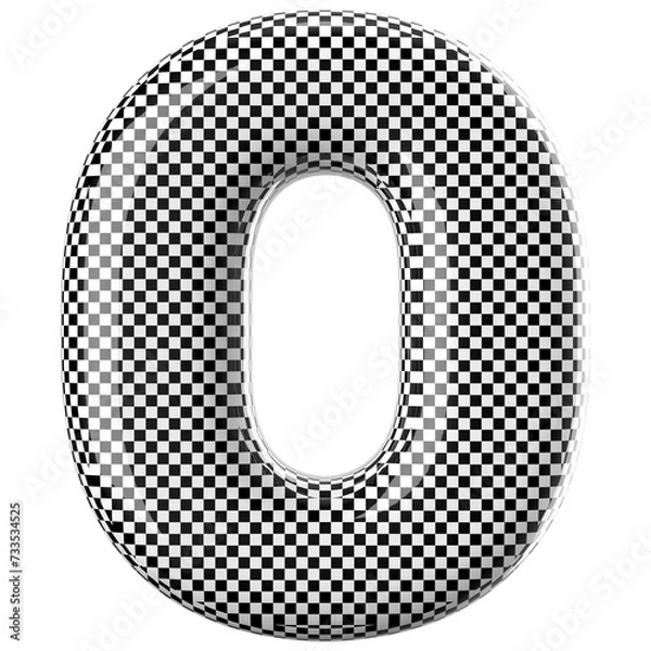 Fototapeta Checkered alphabet letter O font racing bubble 3d render