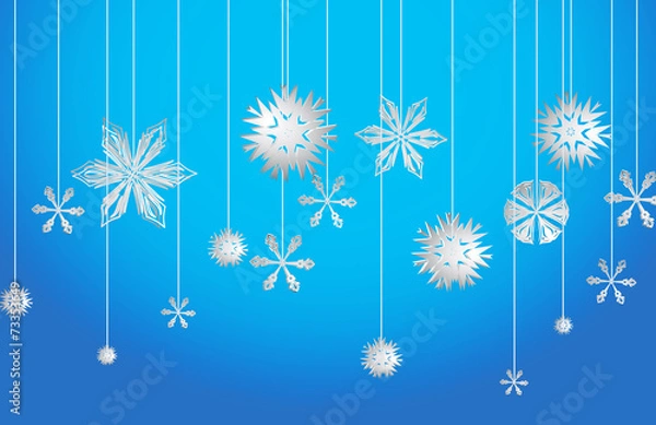 Fototapeta Vector blue background with snowflakes