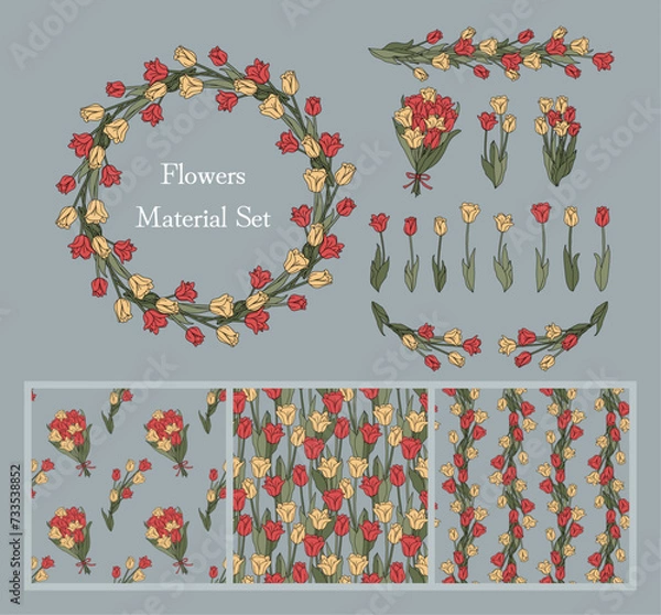 Obraz チューリップのイラスト素材セット