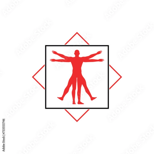 Obraz Vitruvian man, silhouette. vector illustration