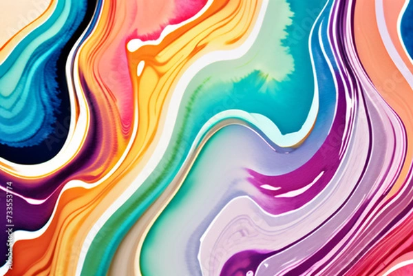 Fototapeta Closeup of abstract watercolor paint background texture with liquid fluid marbled paper texture banner texture. Generative AI (생성형 AI)