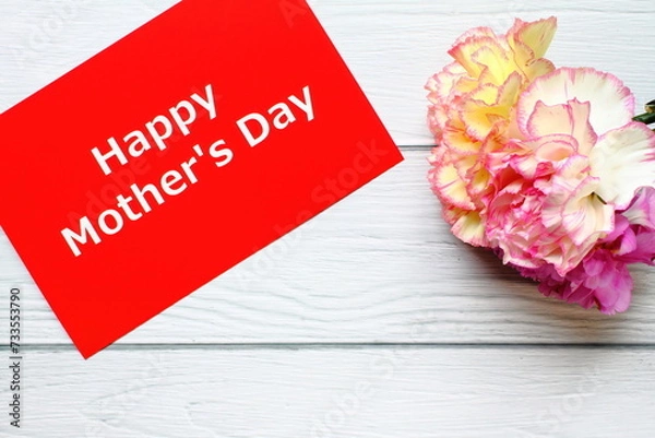 Fototapeta Mother's day background with pink carnation