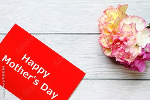 Fototapeta Mother's day background with pink carnation