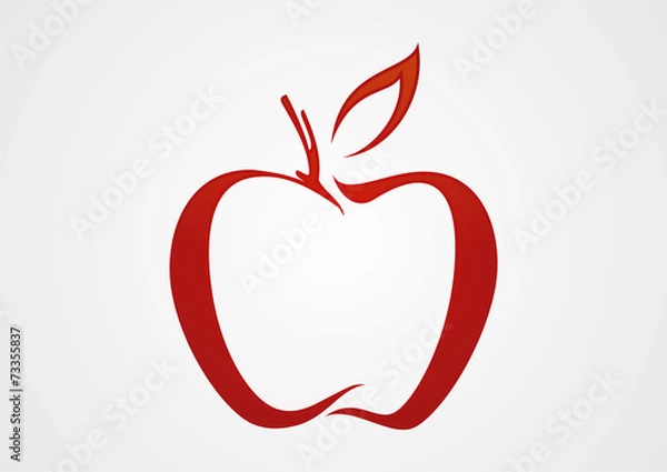 Obraz Apple line czerwone logo wektor ilustracja