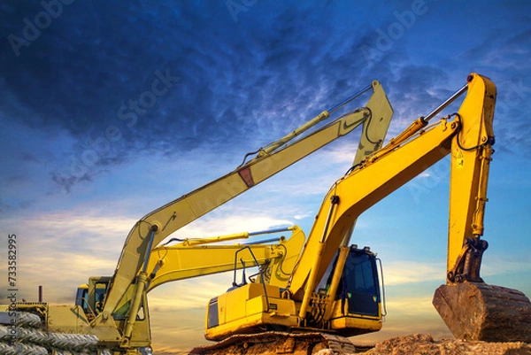 Obraz excavator at work in the construction
