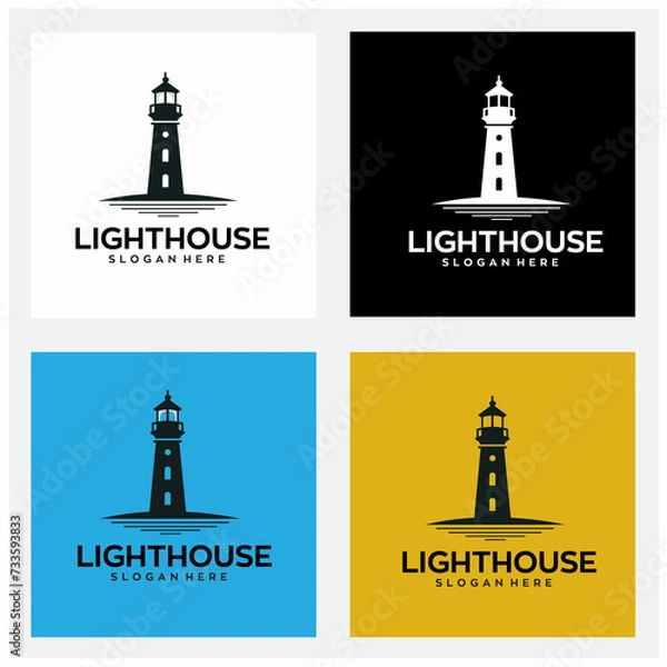 Obraz lighthouse logo design with editable vector file