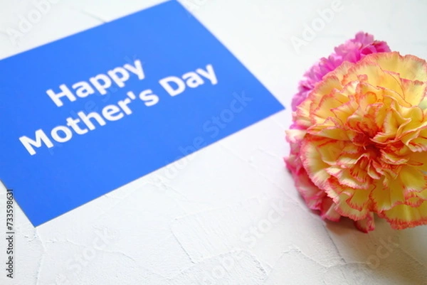 Fototapeta Mother's day background with pink carnation
