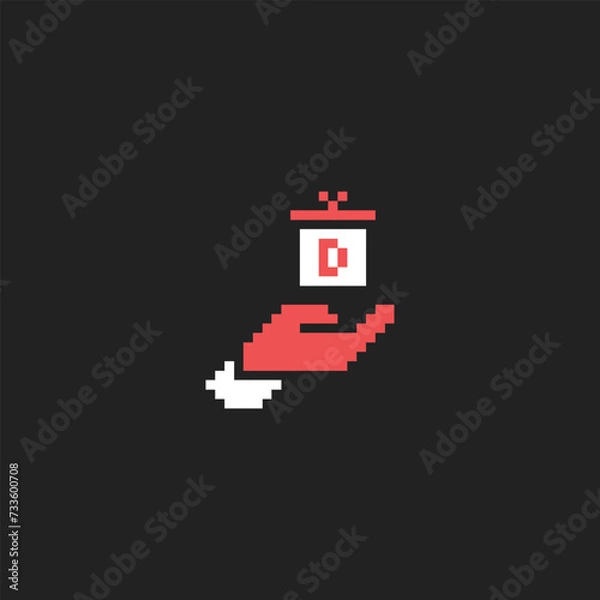 Obraz this delivery icon in pixel art with simple color and black background ,this item good for presentations, stickers, icons, t shirt design,game asset,logo and your project.
