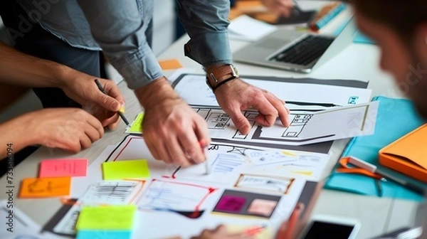 Fototapeta UX researchers testing new application usability