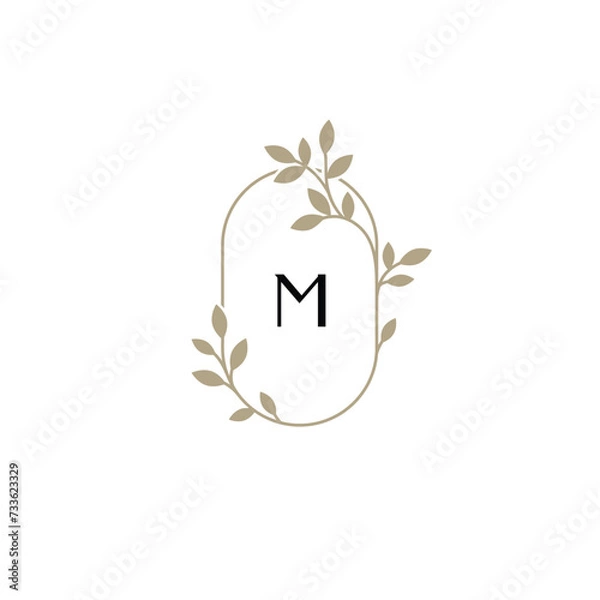 Obraz Decorative oval frame- monogram. Floral pattern.

