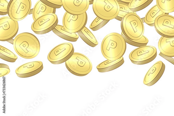 Fototapeta ポイントのコインが上から降るイラスト