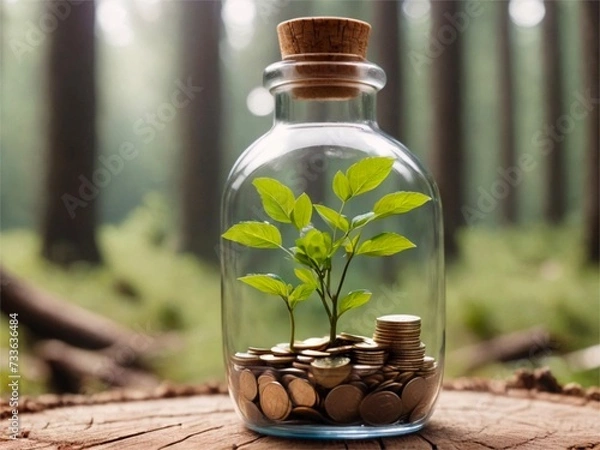 Fototapeta Coins growing tree