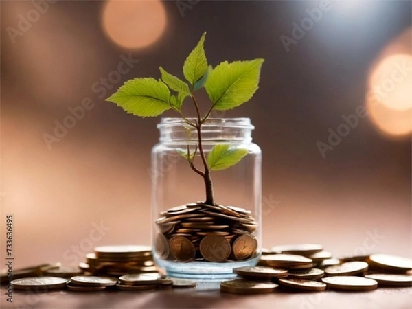 Fototapeta Coins growing tree