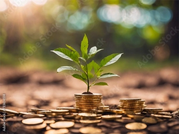 Fototapeta Coins growing tree