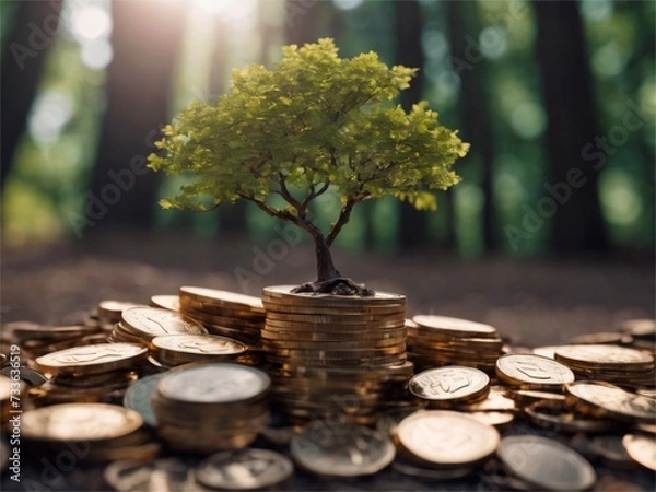 Fototapeta Coins growing tree