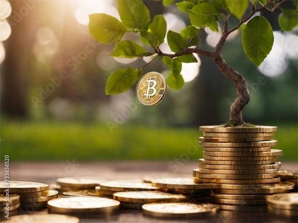Fototapeta Coins growing tree