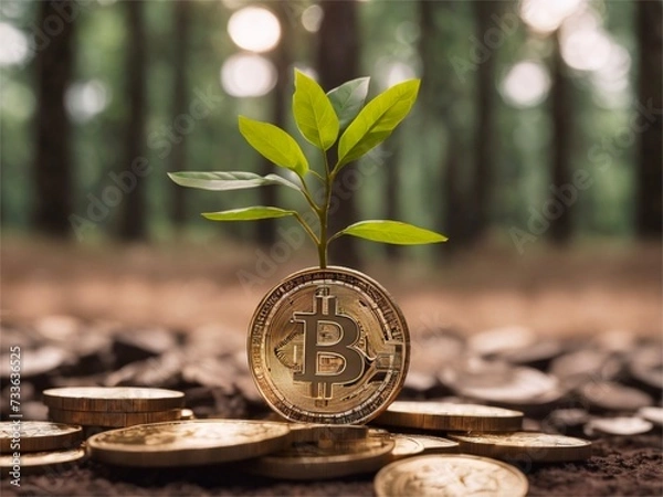 Fototapeta Coins growing tree
