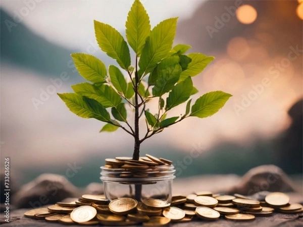 Fototapeta Coins growing tree