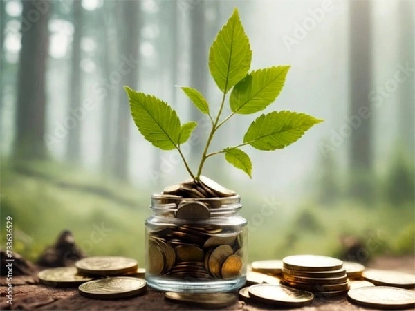 Fototapeta Coins growing tree