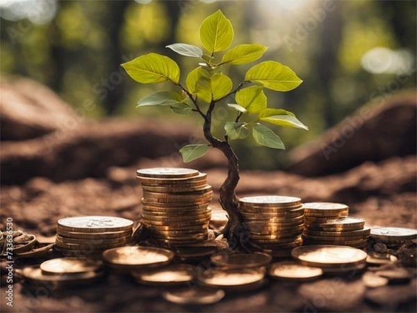 Fototapeta Coins growing tree