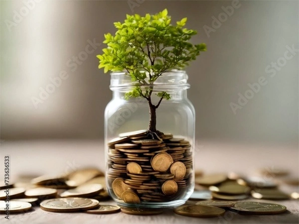 Fototapeta Coins growing tree