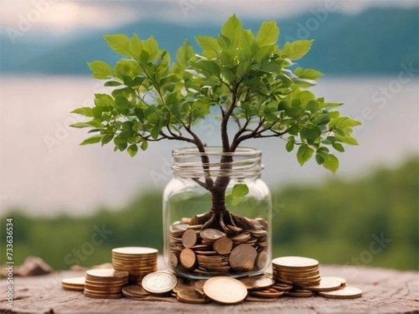 Fototapeta Coins growing tree