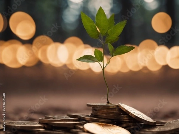 Fototapeta Coins growing tree