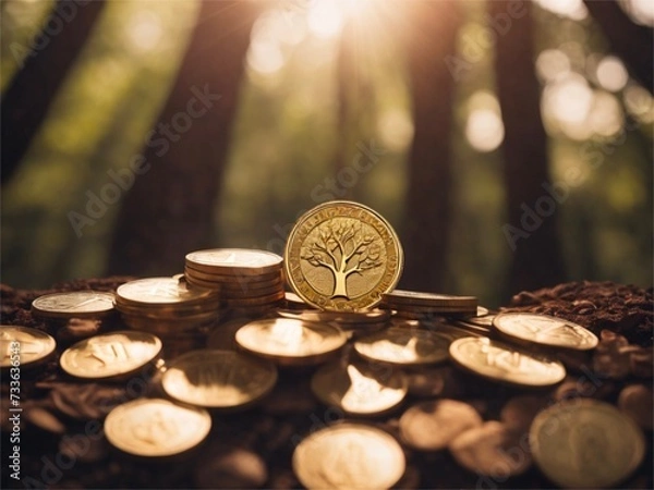 Fototapeta Coins growing tree