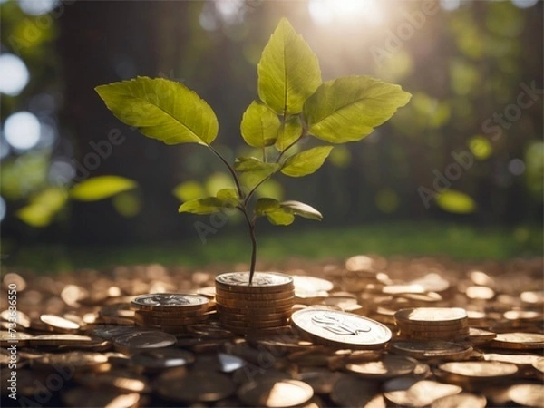 Fototapeta Coins growing tree
