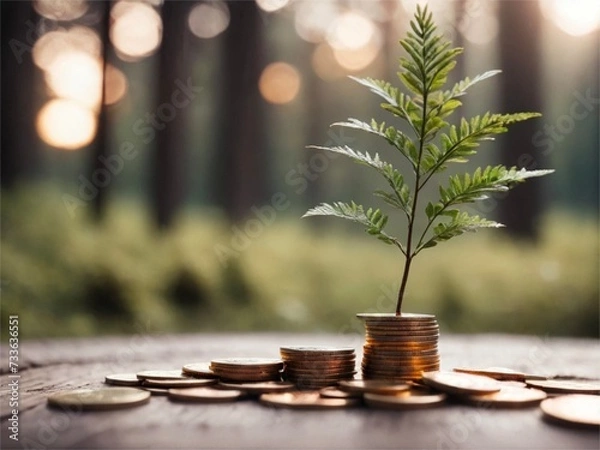 Fototapeta Coins growing tree