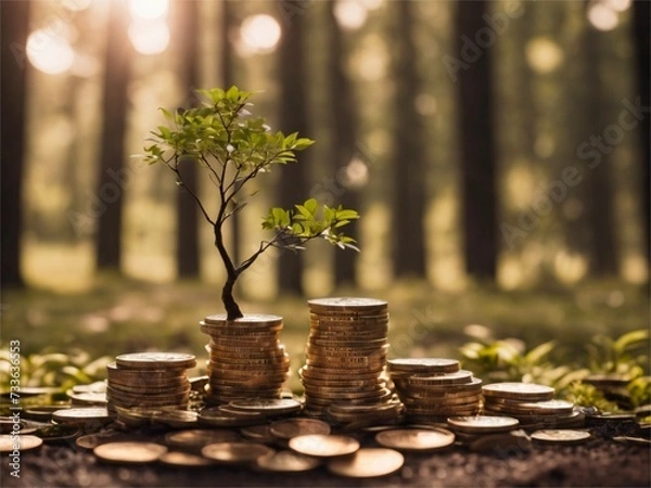 Fototapeta Coins growing tree