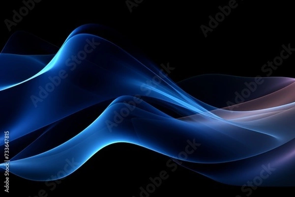 Fototapeta Abstract dark background with glowing blue mesh and interwoven lines for design and artwork