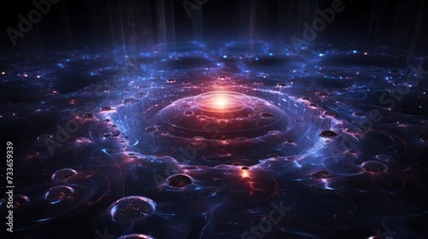 Fototapeta Dark photons and particles dancing in the space