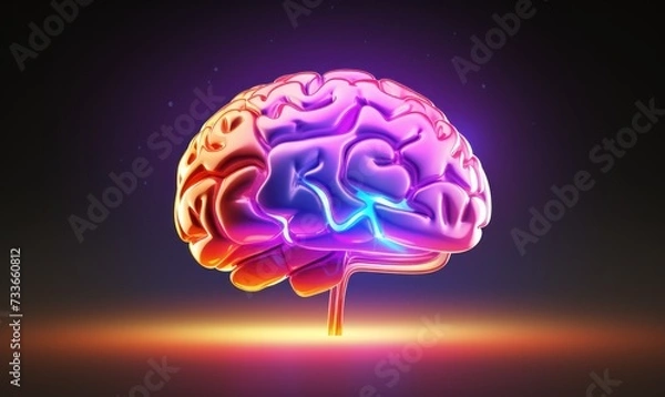 Obraz Pink brain with glowing electricity
