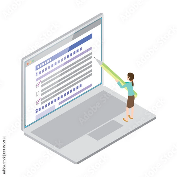 Obraz フォーム入力をする女性のイラスト