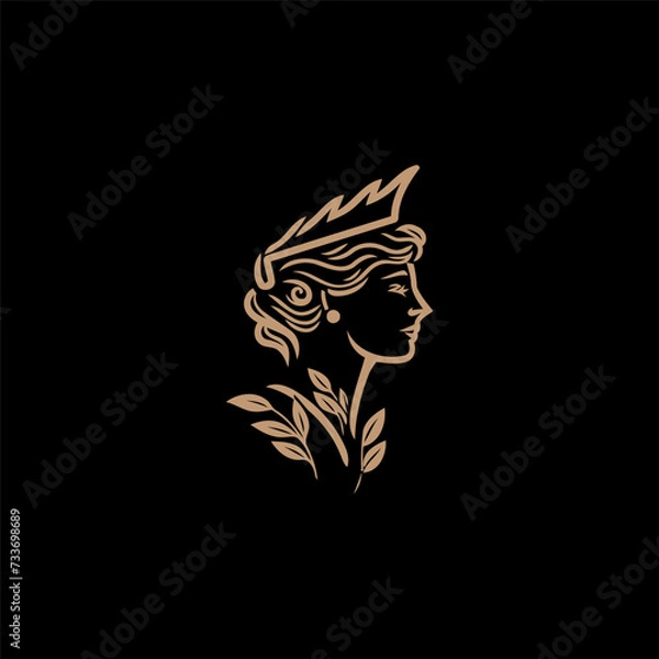 Fototapeta Athena line art logo icon design template