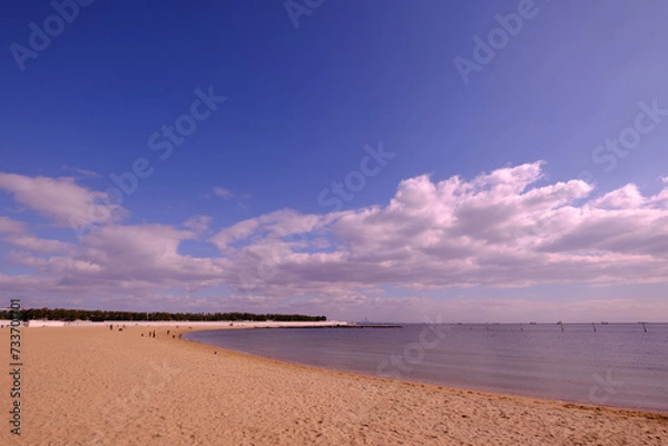 Fototapeta 早春の海。兵庫県芦屋市の芦屋浜で撮影。