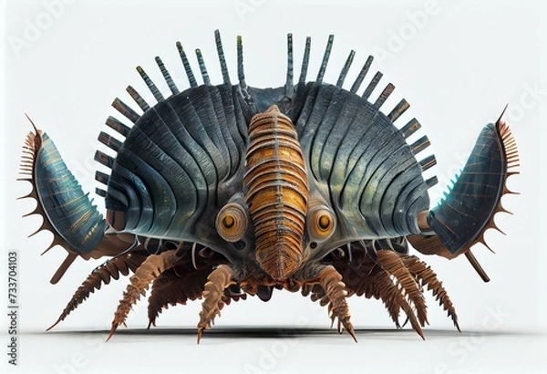 Fototapeta Anomalocaris full body image with white background ultra realistic. Generative AI