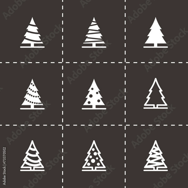 Obraz Vector black christmas tree icon set